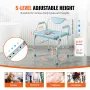 Commode Chair, Bedside Commode with Drop-Down Arms and Detachable Backrest, 5-Level Adjustable Height, 7L Removable Bucket, Easy
