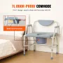 Commode Chair, Bedside Commode with Drop-Down Arms and Detachable Backrest, 5-Level Adjustable Height, 7L Removable Bucket, Easy