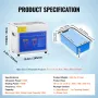 Professional Ultrasonic Cleaner, 2.85 L Ultrasonic Jewelry Cleaner with Digital Timer & Heater, Stainless Steel Industrial Sonic
