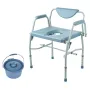 Commode Chair, Bedside Commode with Drop-Down Arms and Detachable Backrest, 5-Level Adjustable Height, 7L Removable Bucket, Easy