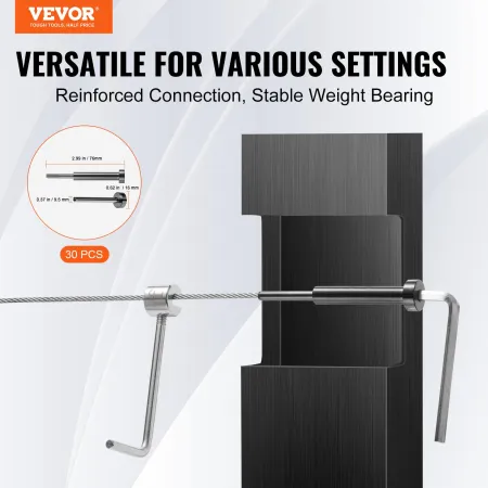 30 Pack Invisible Cable Railing Kit, T316 Rustfrit stål 3,2 mm
