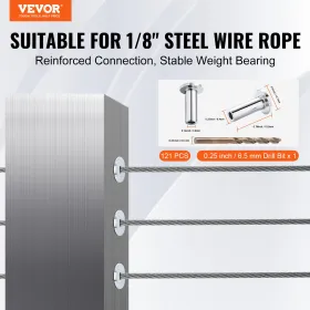121 Pack T316 Rustfrit stålbeskyttelsesmuffer til 3,2 mm Wire