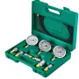 Hydraulic Pressure Test Kit, 250/400/600bar, 3 Gauges 6 Test Couplings 3 Test Hoses, Excavator Hydraulic Test Gauge Set with Por