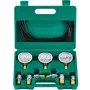 Hydraulic Pressure Test Kit, 250/400/600bar, 3 Gauges 6 Test Couplings 3 Test Hoses, Excavator Hydraulic Test Gauge Set with Por