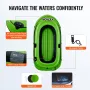 Inflatable Boat, 2-Person Inflatable Fishing Boat, Strong PVC Portable Boat Raft Kayak, Includes 45.6 in Aluminum Oars, High-Out