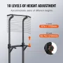 Power Tower Dip Station, 10-Level Height Adjustable Pull Up Bar Stand, Multi-Function Strength Training Workout Equipment with 4