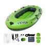 Inflatable Boat, 3-Person Inflatable Fishing Boat, Strong PVC Portable Boat Raft Kayak, 45.6" Aluminum Oars, High-Output Pump, F
