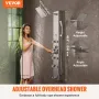 Shower Panel System, 6 Shower Modes, Digital Display Shower Panel Tower, Rainfall, 8 Massage Jets, Tub Spout, 3-Setting Handheld