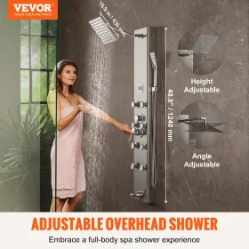 Shower Panel Tower System 6 Modes Digital Display Stainless Steel Rainfall