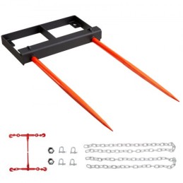 49 "Hay Spear, Bale Spears 3000 lbs Loading Capacity, Skid Steer Loader Tractor Bucket Attachment med 2 stk 17,5" Stabilisator