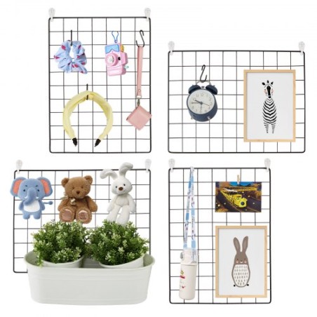 Grid Wall Panels, 4 Packs Wire Wall Grid for Photo Pictures Display, Wall Storage Organizer Metal Grid Wall Panel for Home