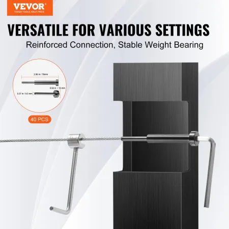 40 Pack Invisible Cable Railing Kit, T316 Rustfrit stål 3,2 mm