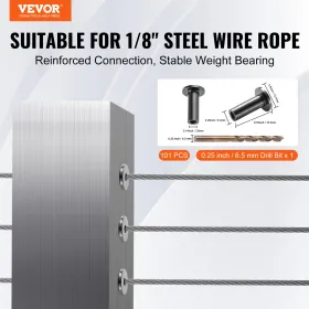101 Pack T316 Rustfrit stålbeskytter ærmer til 3,2 mm Wire Rope