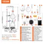 Essential Oil Distillation Kit, 2000ml Distillation Apparatus, 3.3 Boro Lab Glassware Distillation Kit with 1500W Heating Plate 