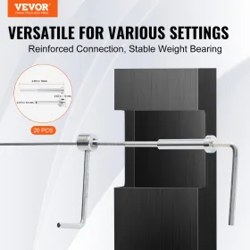 20 Pack Invisible Cable Railing kit, T316 Stainless Steel 3.2mm Invisible Receiver and Swage Stud End for Cable Railing, Swage