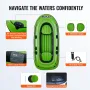 Inflatable Boat, 3-Person Inflatable Fishing Boat, Strong PVC Portable Boat Raft Kayak, 45.6" Aluminum Oars, High-Output Pump, F