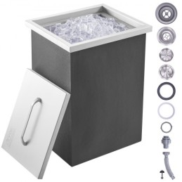 Drop in Ice Chest, 14"L x 12"W x 18"H Stainless Steel Ice Cooler, Commercial Ice Bin with Cover, 40 qt Outdoor Kitchen Ice Bar,