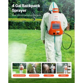Battery Powered Backpack Sprayer 4 Gal Tank 0-90 PSI Adjustable Pressure