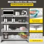 Storage Shelf, 5-Tier Storage Shelving Unit, Stainless Steel Garage Shelf, 59.1 x 17.7 x 70.9 inch Heavy Duty Storage Shelving,