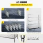Storage Shelf, 5-Tier Storage Shelving Unit, Stainless Steel Garage Shelf, 59.1 x 17.7 x 70.9 inch Heavy Duty Storage Shelving,
