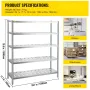 Storage Shelf, 5-Tier Storage Shelving Unit, Stainless Steel Garage Shelf, 59.1 x 17.7 x 70.9 inch Heavy Duty Storage Shelving,