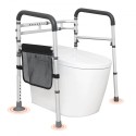 Toilet Safety Rail, Folding Toilet Seat Frame, Adjustable Width & Height Fit Most Toilets, Supports 300lbs, Stand Alone Toilet