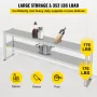 Double Overshelf, Double Tier Stainless Steel Overshelf, 72 in Length x 12 in Width Double Deck Overshelf, Height Adjustable Ove