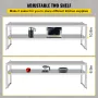 Double Overshelf, Double Tier Stainless Steel Overshelf, 72 in Length x 12 in Width Double Deck Overshelf, Height Adjustable Ove