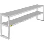 Double Overshelf, Double Tier Stainless Steel Overshelf, 72 in Length x 12 in Width Double Deck Overshelf, Height Adjustable Ove