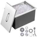 Drop in Ice Chest, 22"L x 17"W x 12"H Stainless Steel Ice Cooler, Commercial Ice Bin with Cover, 40 qt Outdoor Kitchen Ice Bar,