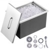 Drop in Ice Chest, 22"L x 17"W x 12"H Stainless Steel Ice Cooler, Commercial Ice Bin with Cover, 40 qt Outdoor Kitchen Ice Bar,