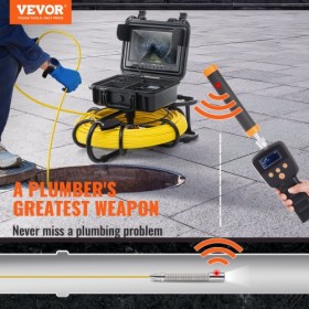 Sewer Camera Pipe Inspection Camera w/ 512hz Sonde 9in 720p Screen 300 ft