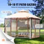 Terrassepavillon til 6-8 personer, 10 x 10 FT havepavillon, med