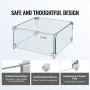 Gas Fire Pit Wind Guard for Square Fire Table, 380 x 380 x 180 mm Clear Tempered Wind Guard for Firepits, 8mm Thick Square Glass