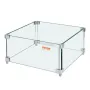 Gas Fire Pit Wind Guard for Square Fire Table, 380 x 380 x 180 mm Clear Tempered Wind Guard for Firepits, 8mm Thick Square Glass