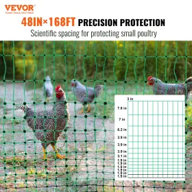Electric Fence Netting, 48" H x 168' L, PE Net Fencing Kit with Posts & Double-Spiked Stakes, Utility Portable Mesh for Chickens