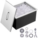 Drop in Ice Chest, 20"L x 14"W x 12"H Stainless Steel Ice Cooler, Commercial Ice Bin with Cover, 40 qt Outdoor Kitchen Ice Bar,