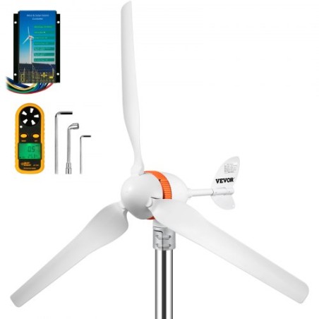 Wind Turbine Generator, 12V/AC Wind Turbine Kit, 400W Wind Power Generator w/Wind & Solar Controller 3 Blades Auto Adjust