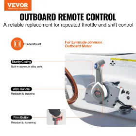 Outboard Throttle Remote Control Box Side-Mounted for Evinrude Johnson