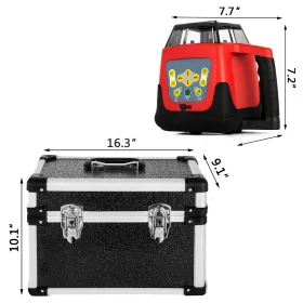 Red Laser Level Rotary Self Leveling Measuring Automatic Rotating Red Beam with Receiver Remote Control Carrying Case