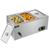 Kommerciel madvarmer 3-pan 850W elektrisk bordplade damptabel 15 cm/6 tommer dyb rustfrit stål bain marie buffet mad varmere