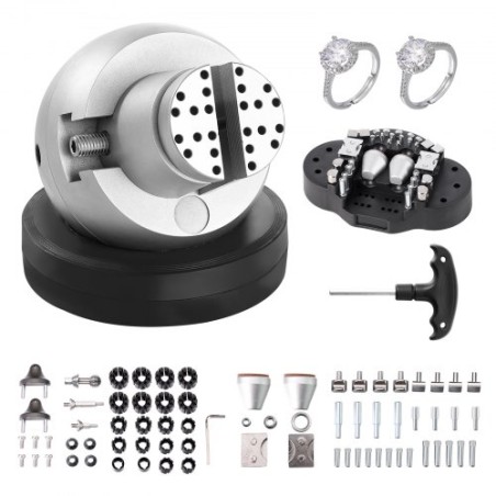 Ball Vise, 5 "Graving Setting Tool, 360â ° Rotation Graving Block Vise, 69 PCS Attachment Smykker Graving Block Tools