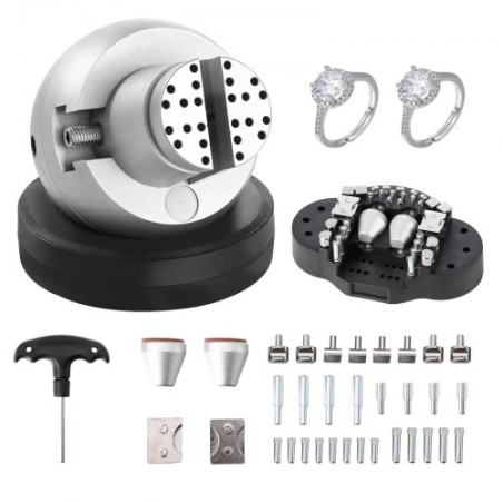 Ball Vise, 5" Engraving Setting Tool, 360Â° Rotation Engraving Block Vise, 35 PCS Attachment Jewelry Engraving Block Tools