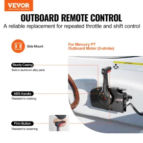 Outboard Throttle Remote Control Box Side-Mounted for Mercury PT 2-Stroke