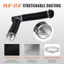 Diesel Heater Pipe Ducting Set, 76 mm Extendable Air Duct Hose, 25 mm Stainless Steel Exhaust Pipe, 2 Air Vents, Tee Air Outlet 