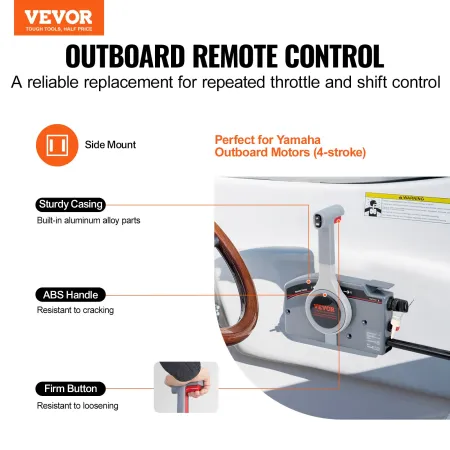 Boat Throttle Control, 703-48205-16 Side-Mounted Outboard Remote Control Box for Yamaha 4-Stroke, Marine Throttle Control Box wi