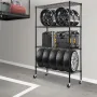 Storage Shelving Unit with Wheels, 4-Tier Adjustable, 700 lbs Capacity, Heavy Duty Garage Shelves Metal Organizer Wire Rack, Bla