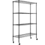 Storage Shelving Unit with Wheels, 4-Tier Adjustable, 700 lbs Capacity, Heavy Duty Garage Shelves Metal Organizer Wire Rack, Bla