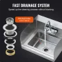 Commercial Hand Sink with Faucet and Side Splash, Stainless Steel Sink for Washing, Small Hand Washing Sink, Wall Mount Hand Bas