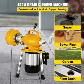 Drain Auger 20-100mm 400W Pipe Dredger Pipeline Unblocker Snake Cleaner Portable Tool for Toilet